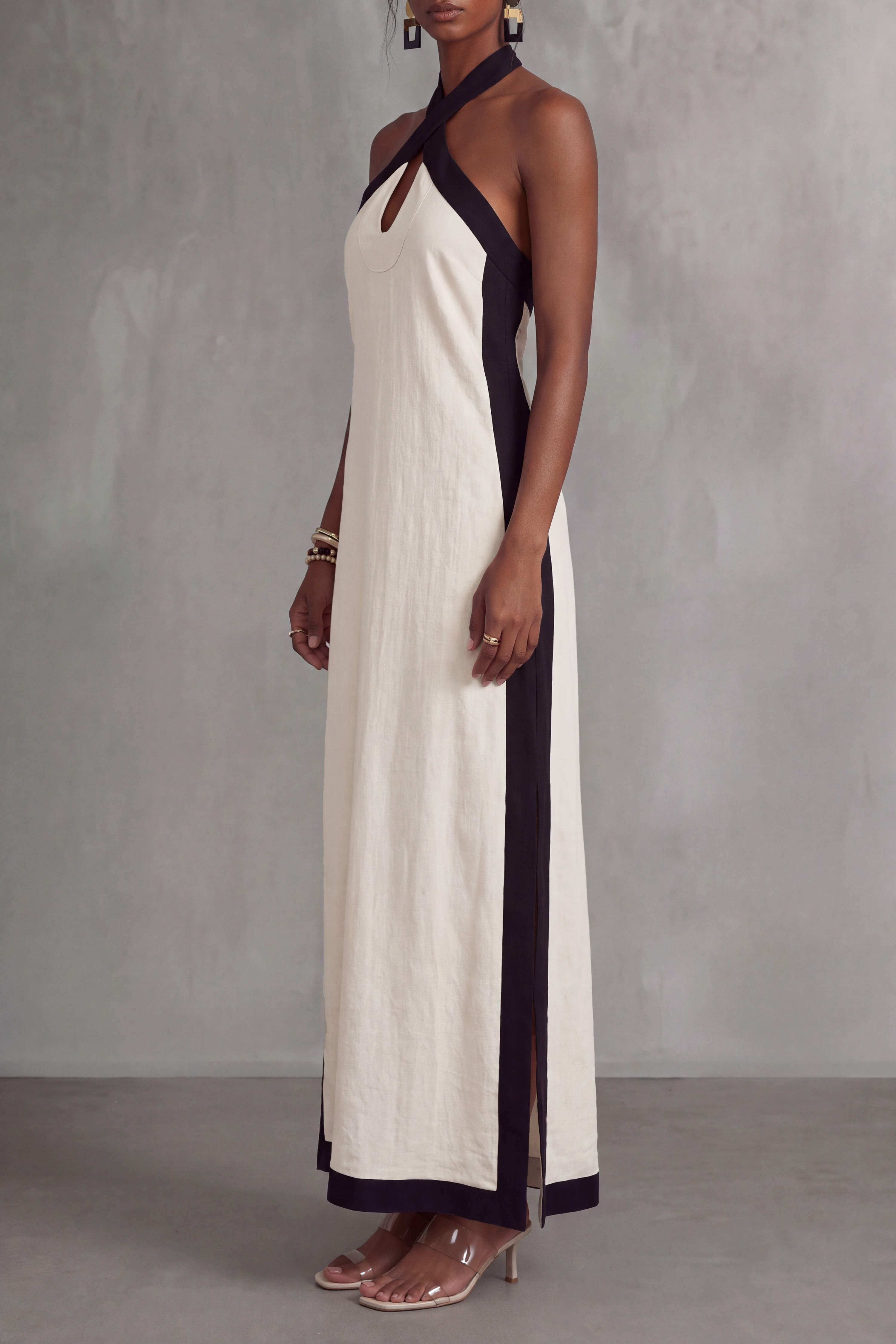 Fallon Halter Neck Cutout Slit Maxi Dress