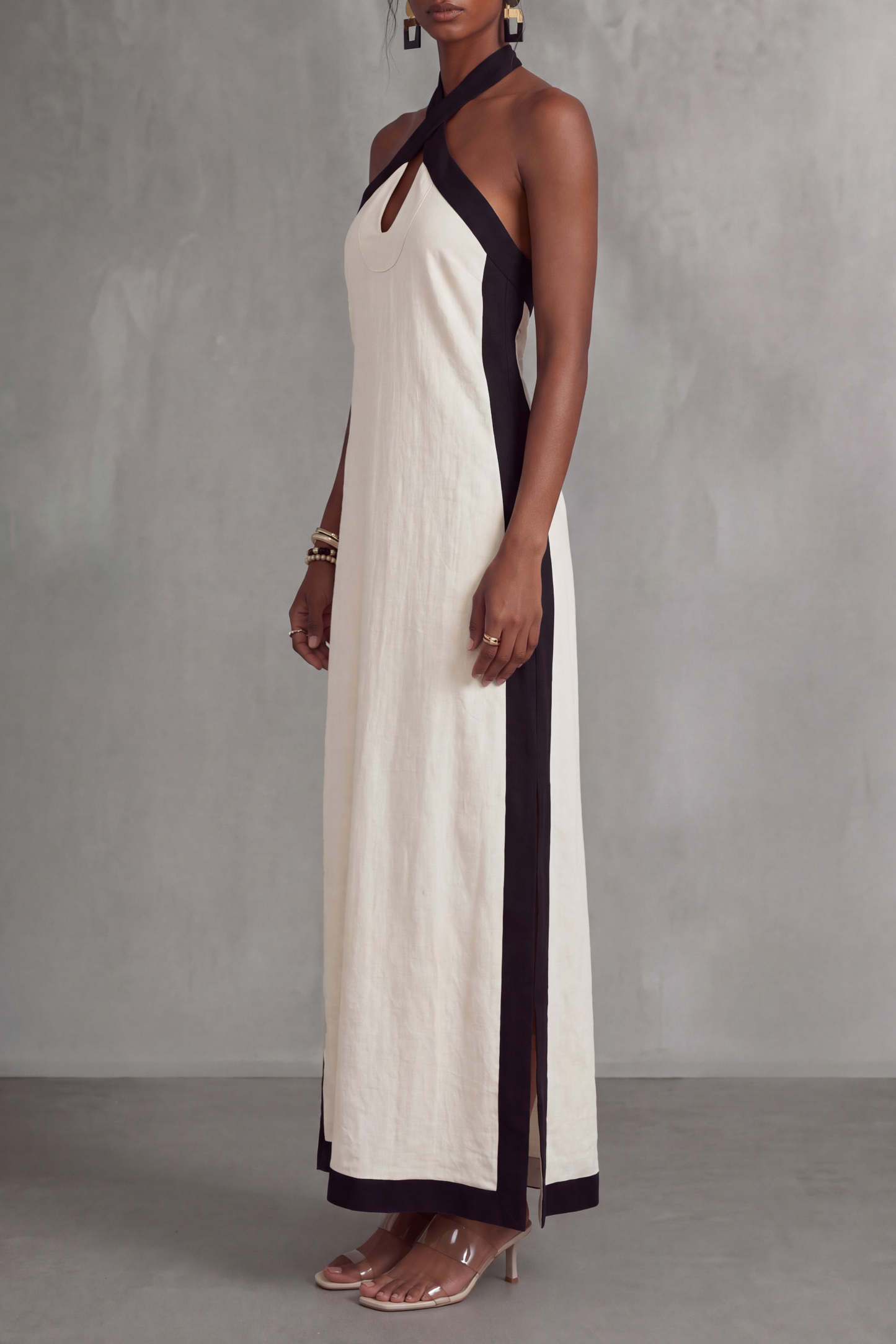 Fallon Halter Neck Cutout Slit Maxi Dress
