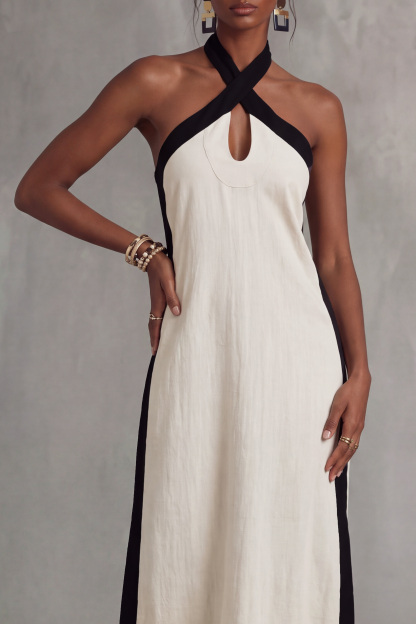 Fallon Halter Neck Cutout Slit Maxi Dress