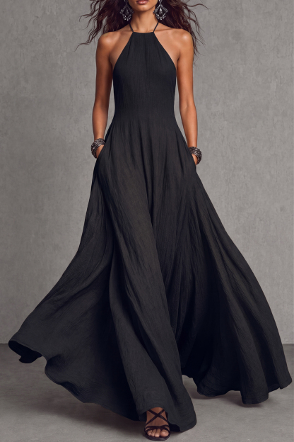 Favenza Halter Neck Backless Maxi Dress