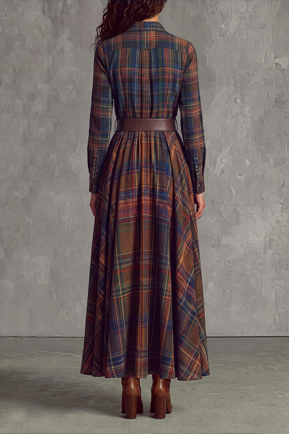 Faye Plaid Shirt Maxi Dress