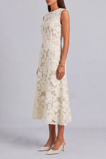 Felicia Round Neck Lace Mini Dress
