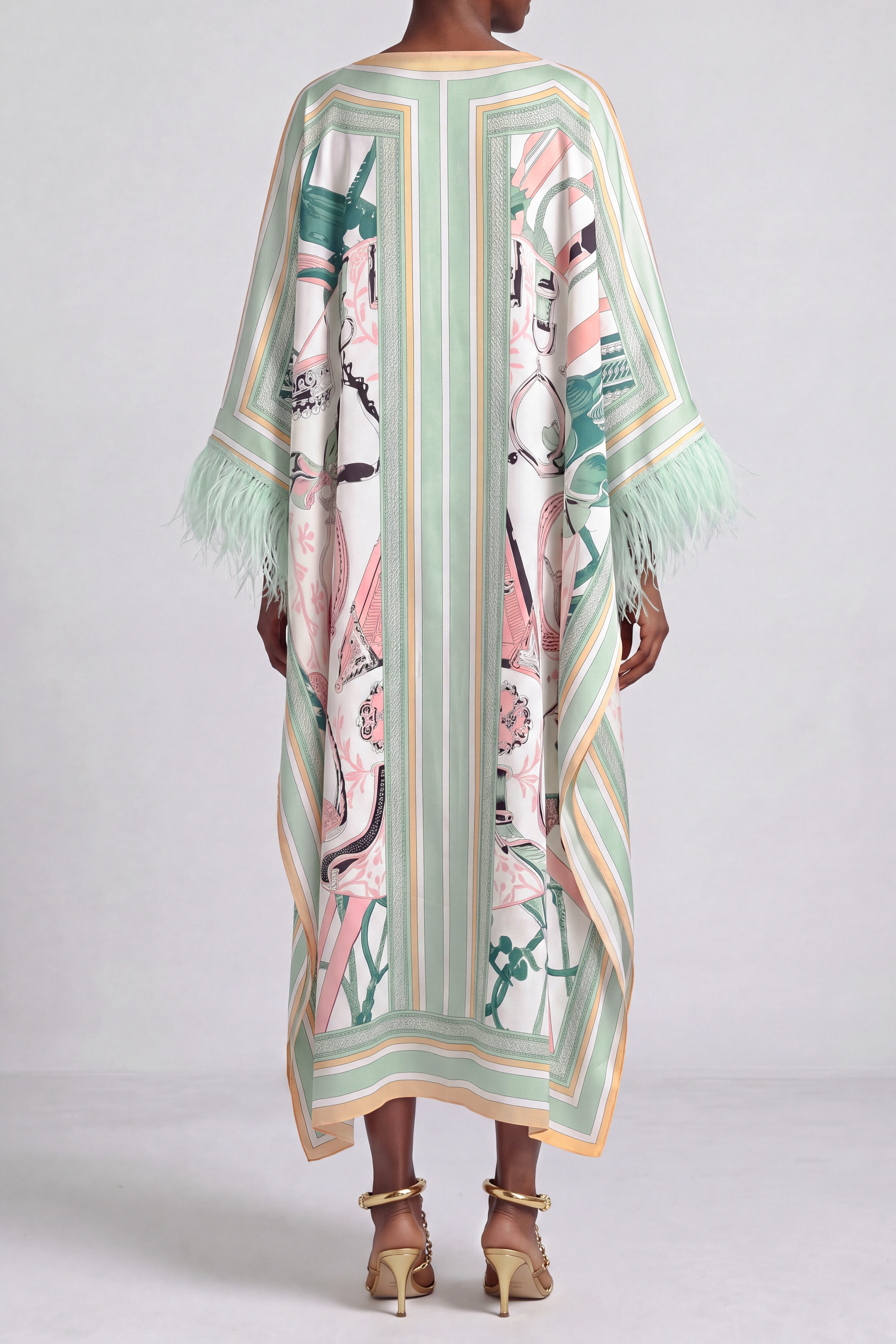 Felicity Stripe Fringe Print Midi Dress