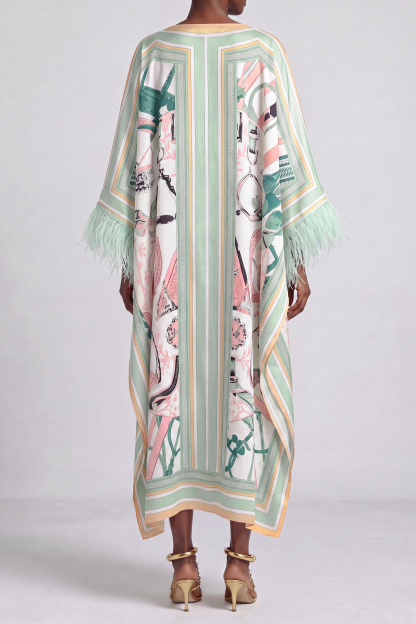 Felicity Stripe Fringe Print Midi Dress
