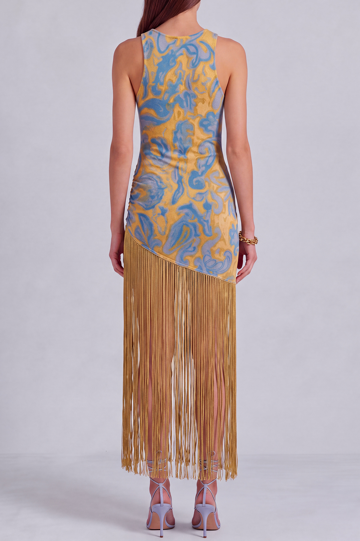 Fiona Print Fringe High Low Midi Dress