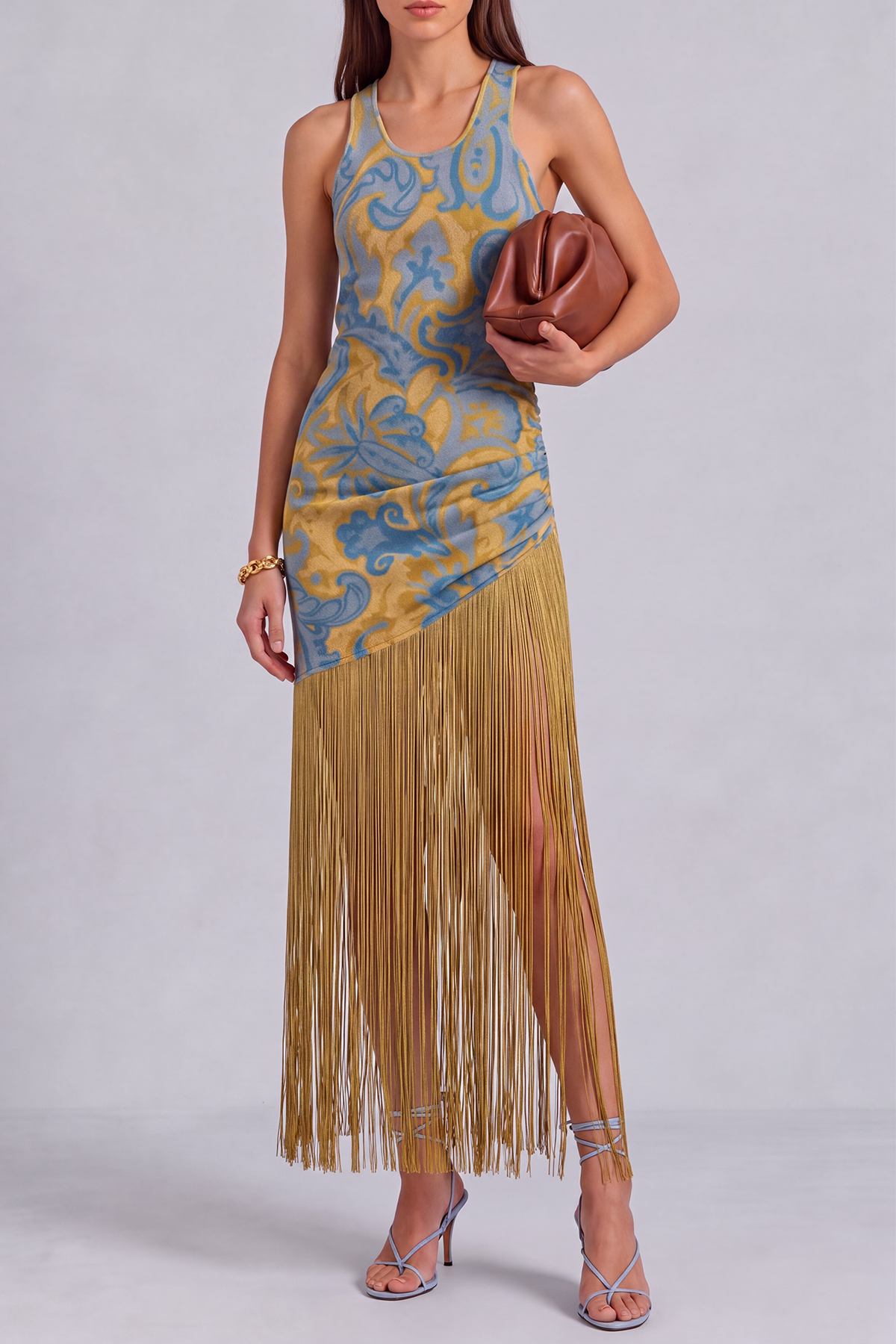 Fiona Print Fringe High Low Midi Dress
