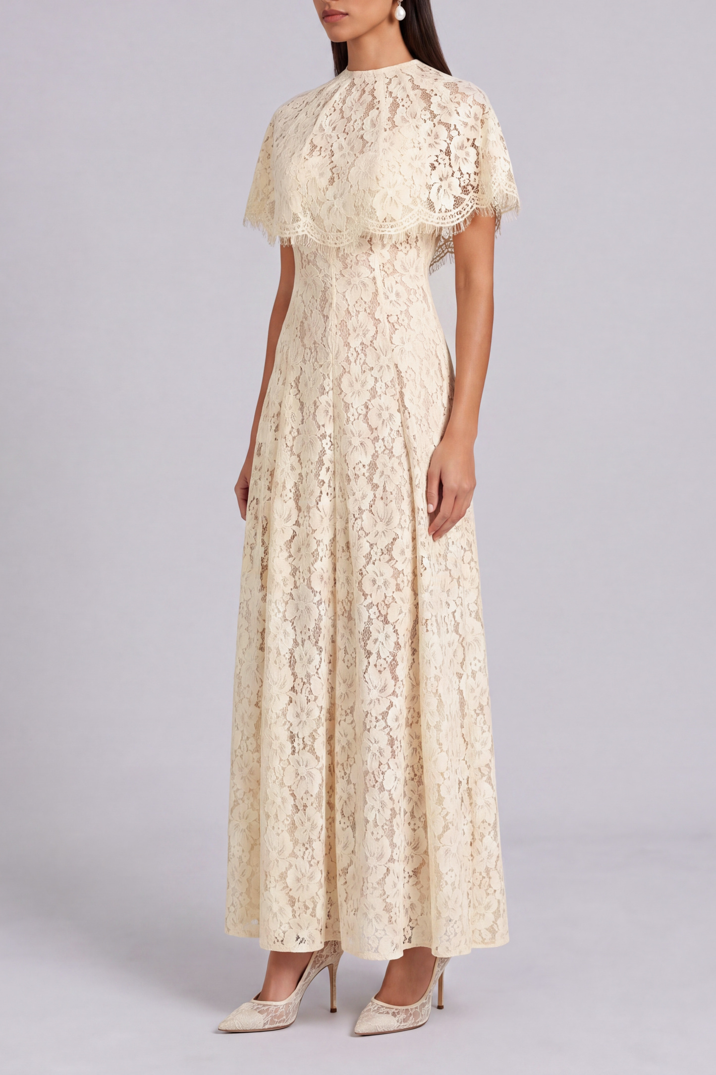 Francesca Lace Capelet Maxi Dress