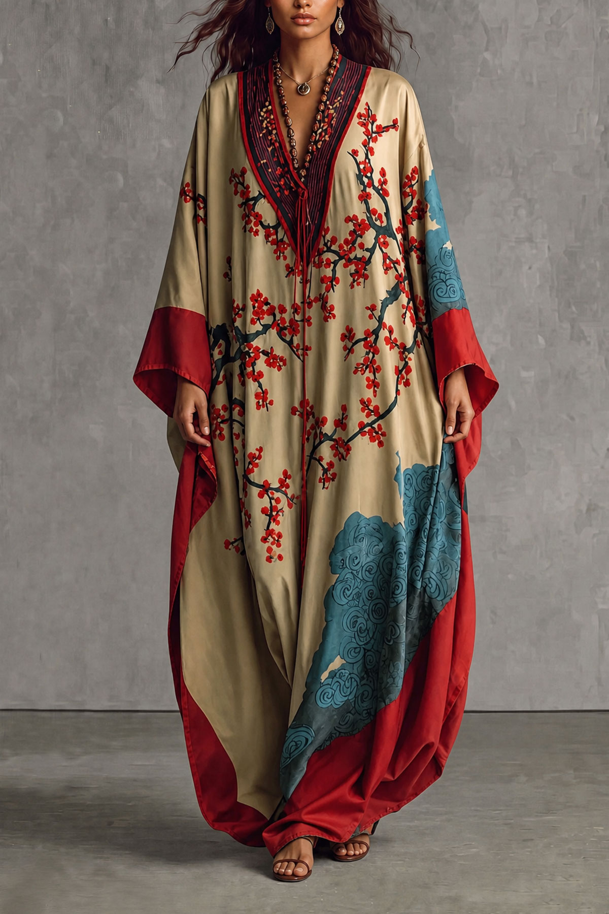 Freya Batwing Sleeves Print  Maxi Dress