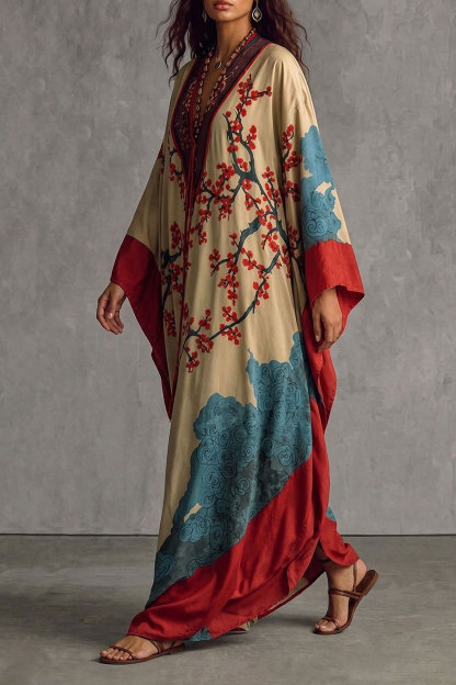 Freya Batwing Sleeves Print  Maxi Dress