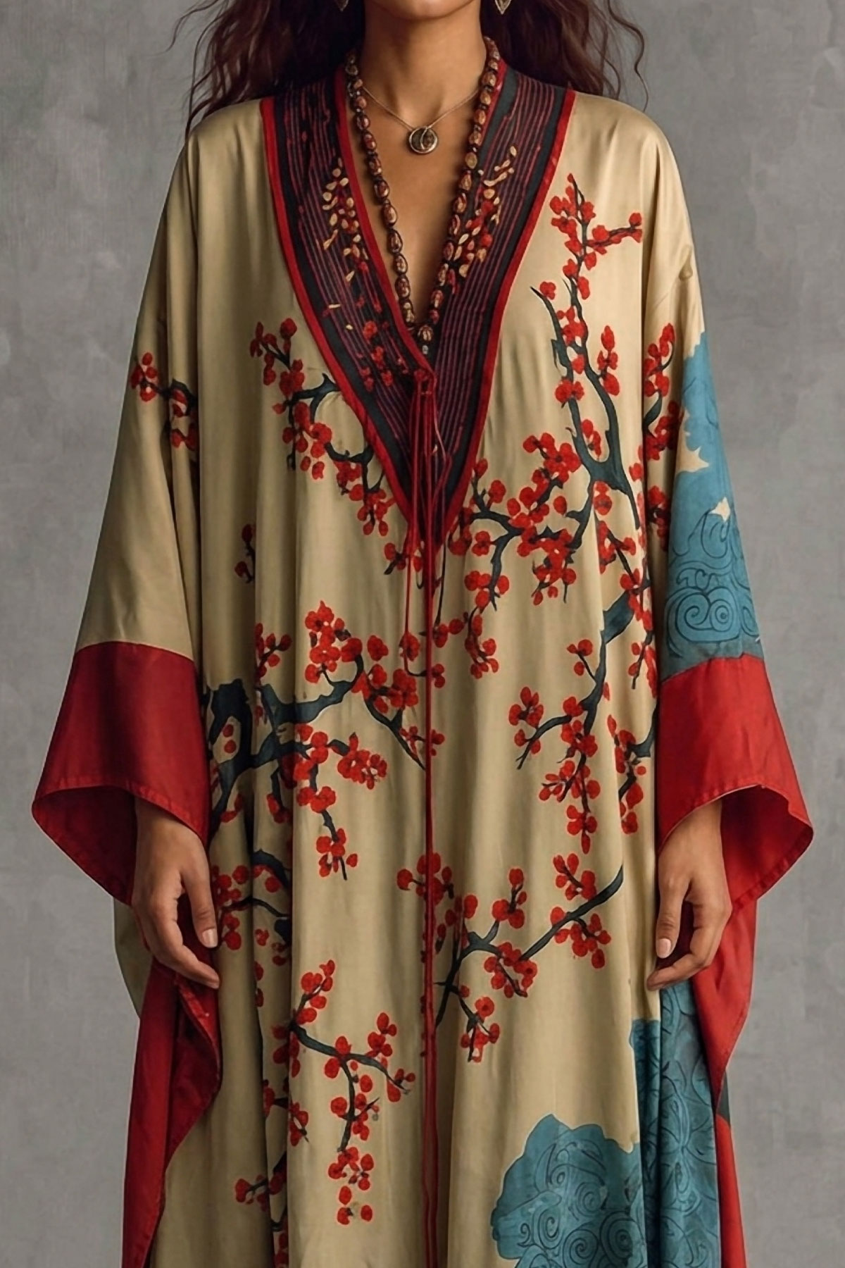 Freya Batwing Sleeves Print  Maxi Dress