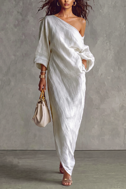 Freya One Shoulder Wrap Maxi Dress