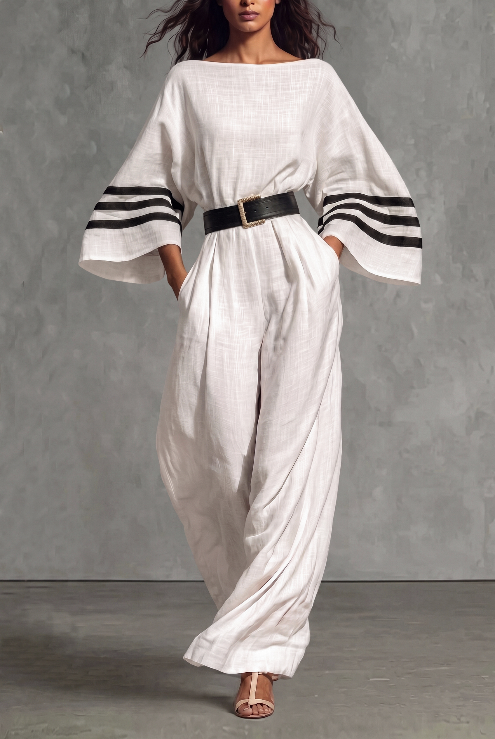 Galilea Stripe Bell Sleeve Jumpsuit
