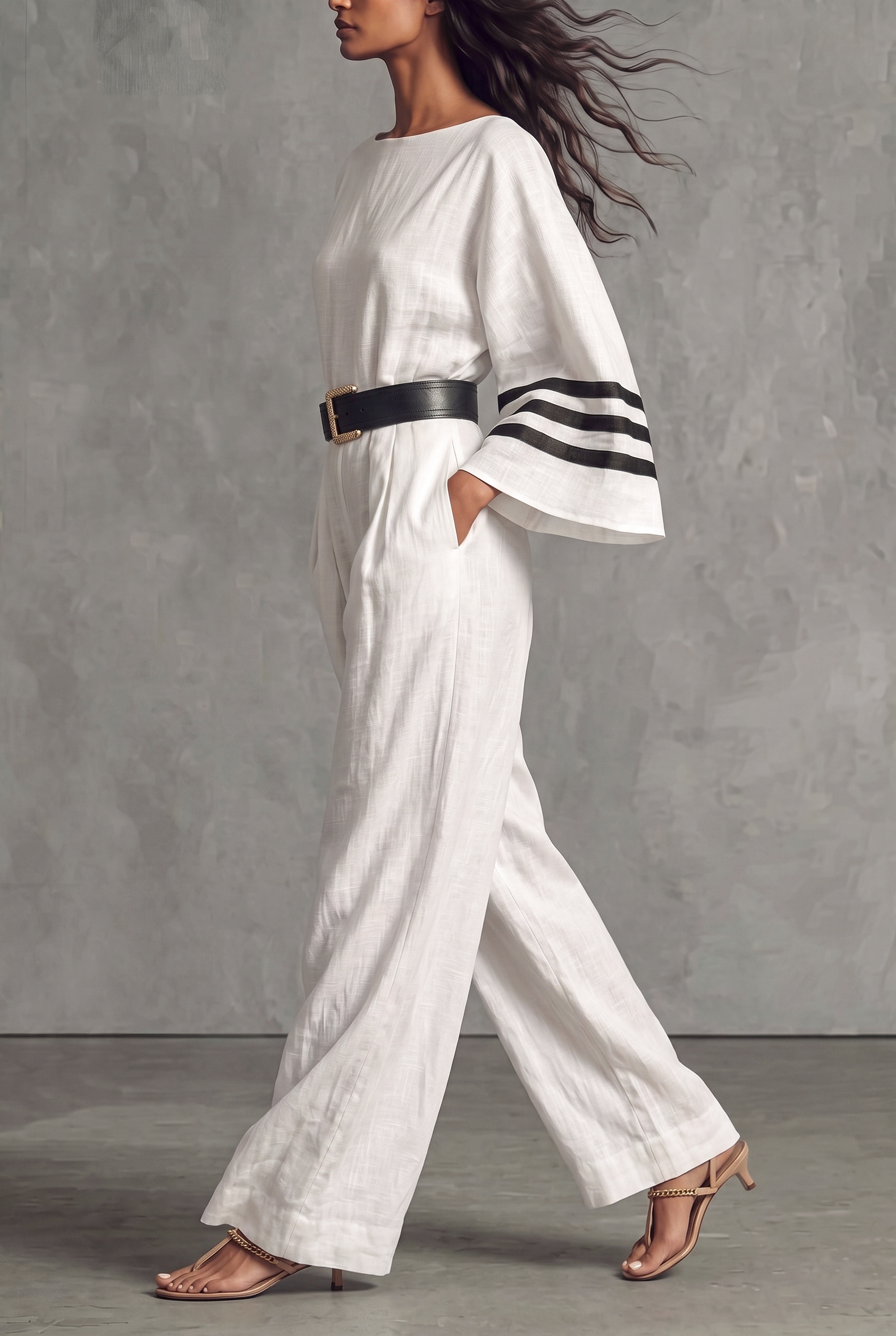 Galilea Stripe Bell Sleeve Jumpsuit