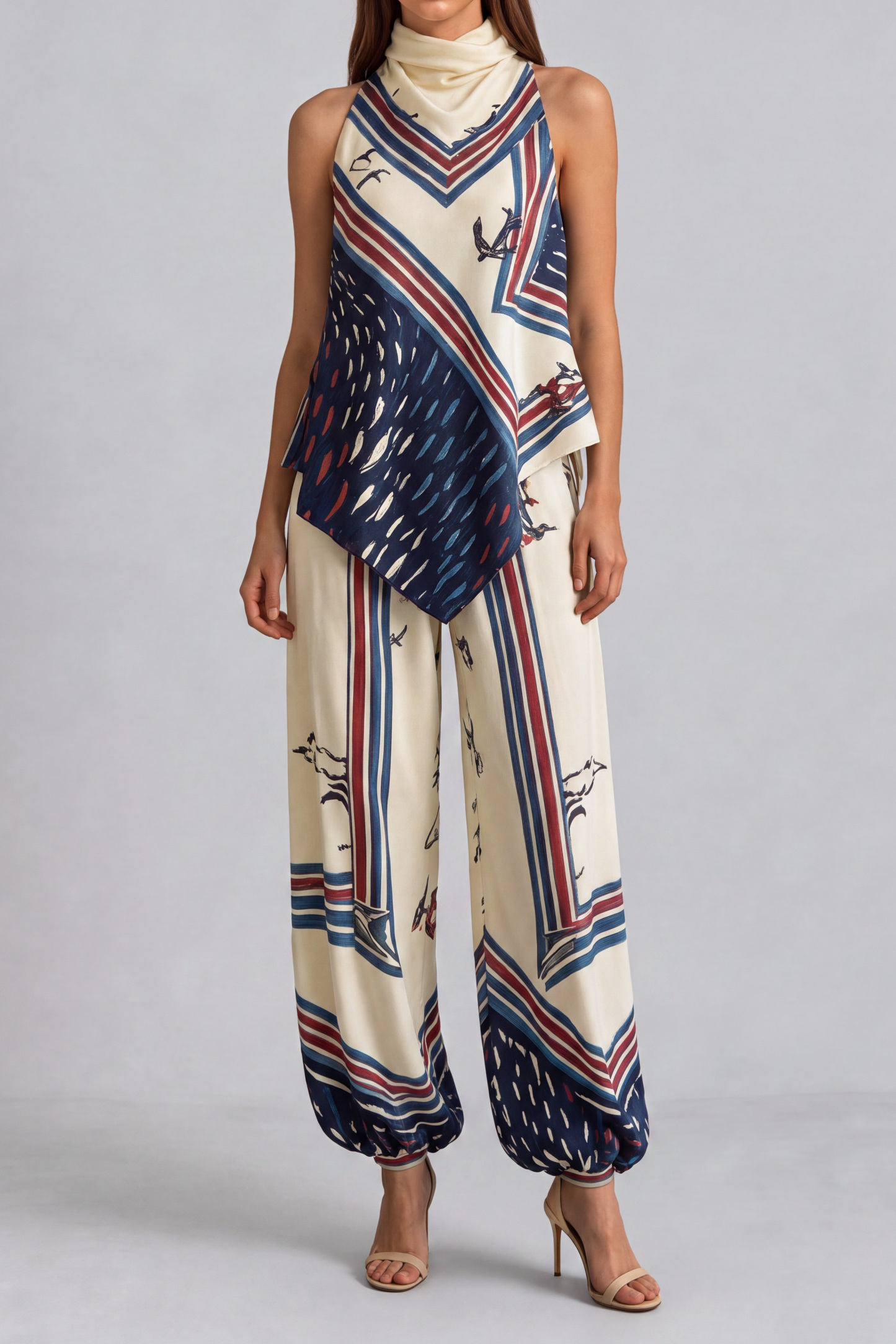 Gemma Print Stripe Backless Pants Set