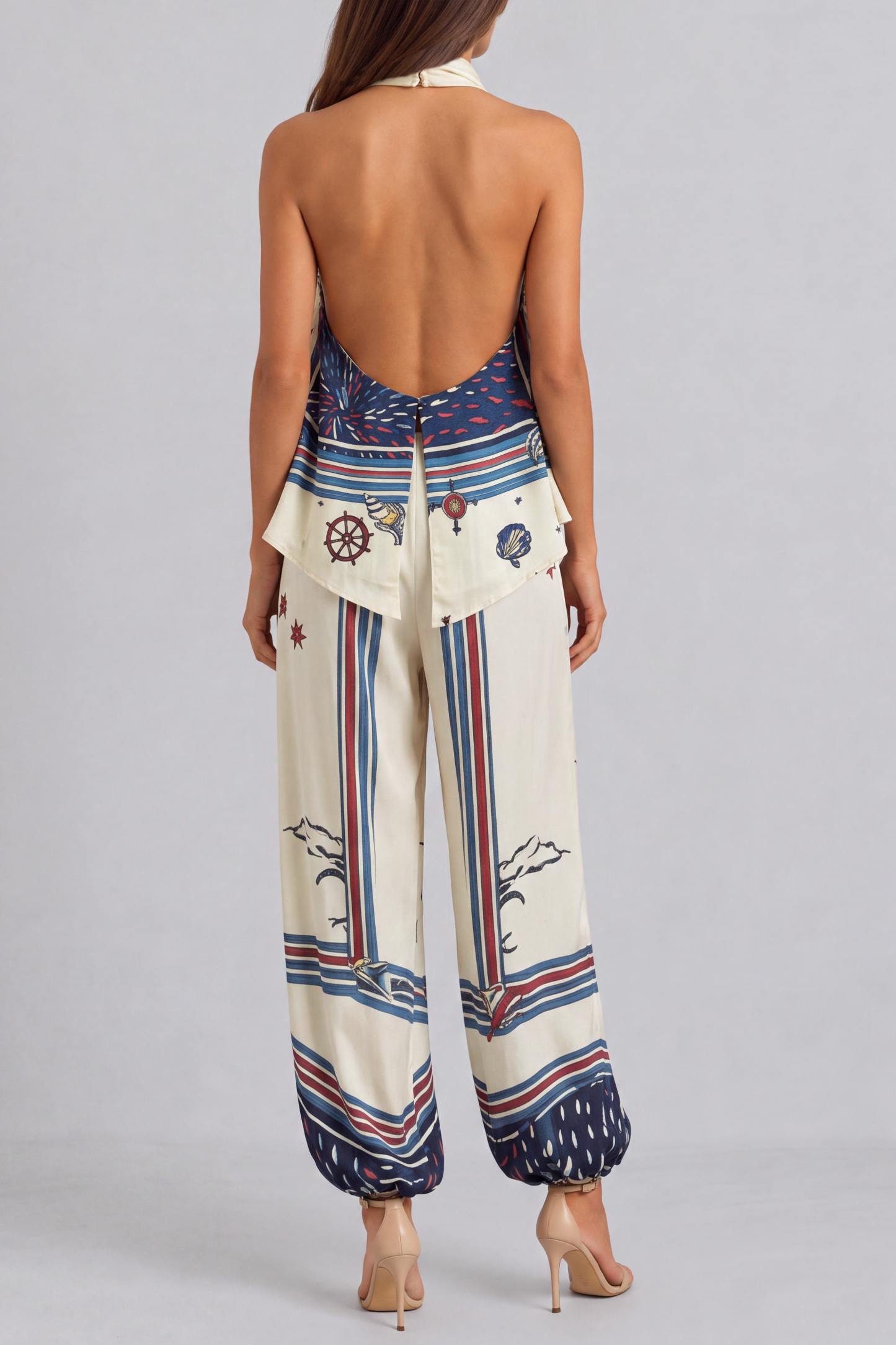Gemma Print Stripe Backless Pants Set