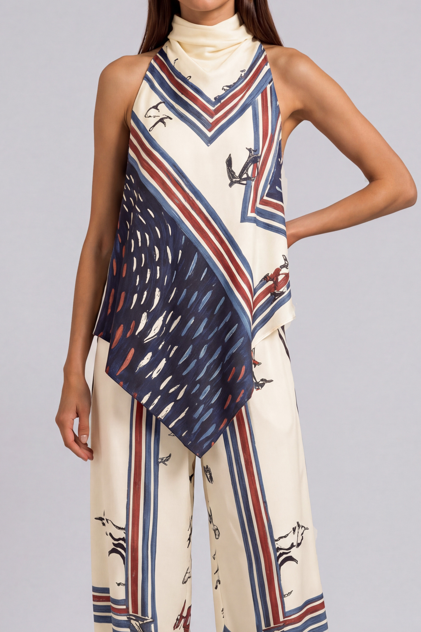 Gemma Print Stripe Backless Pants Set