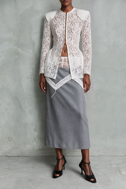Greer Lace Pockets Blazer Jacket