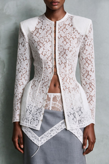 Greer Lace Pockets Blazer Jacket