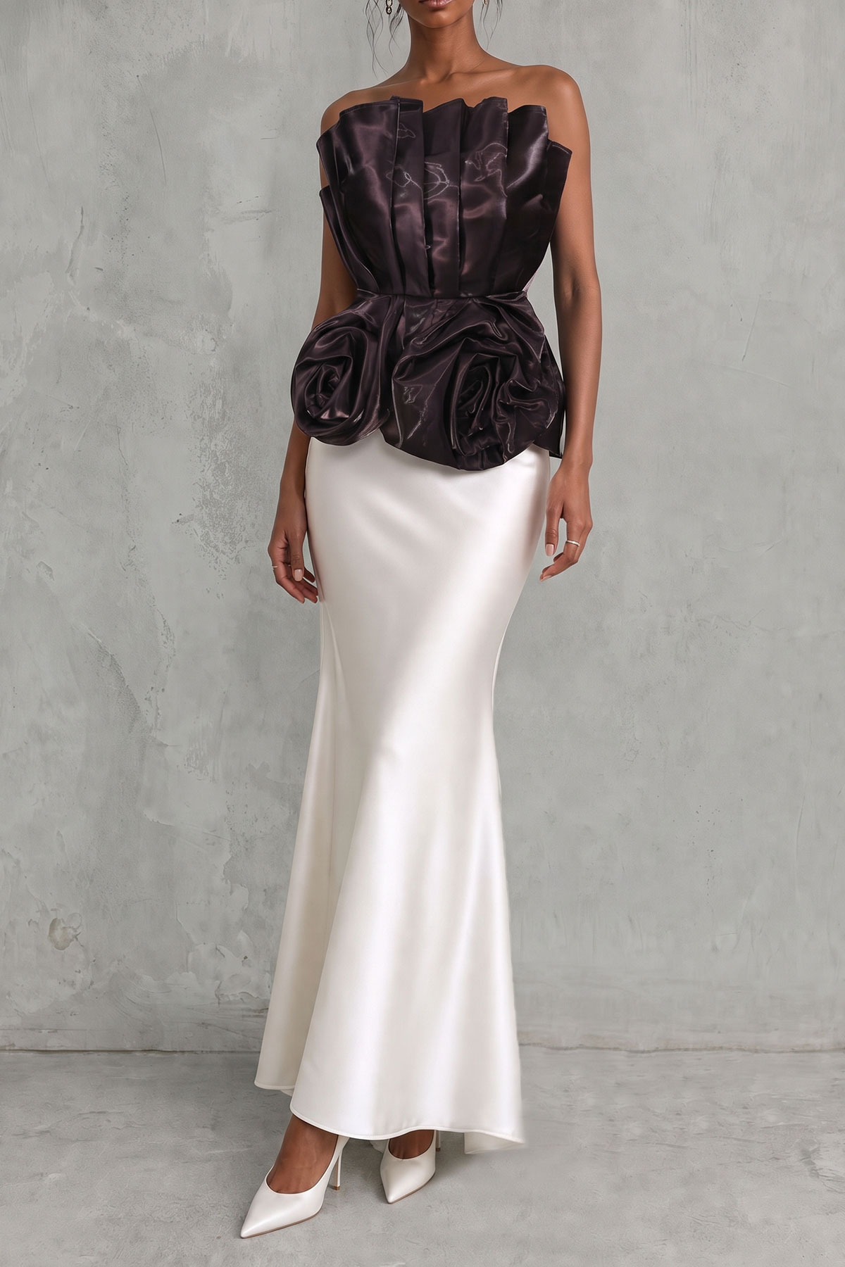 Guinevere Off Shoulder Flower Top In Brown