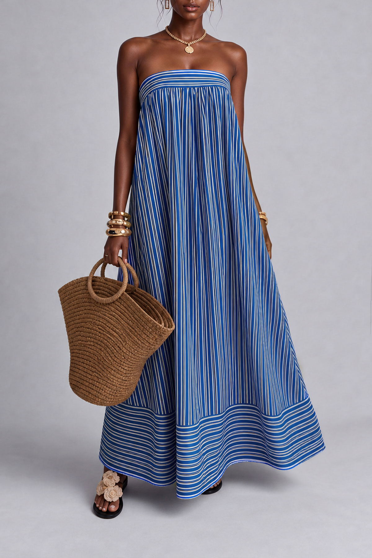 Hadley Off Shoulder Stripe Midi Dress