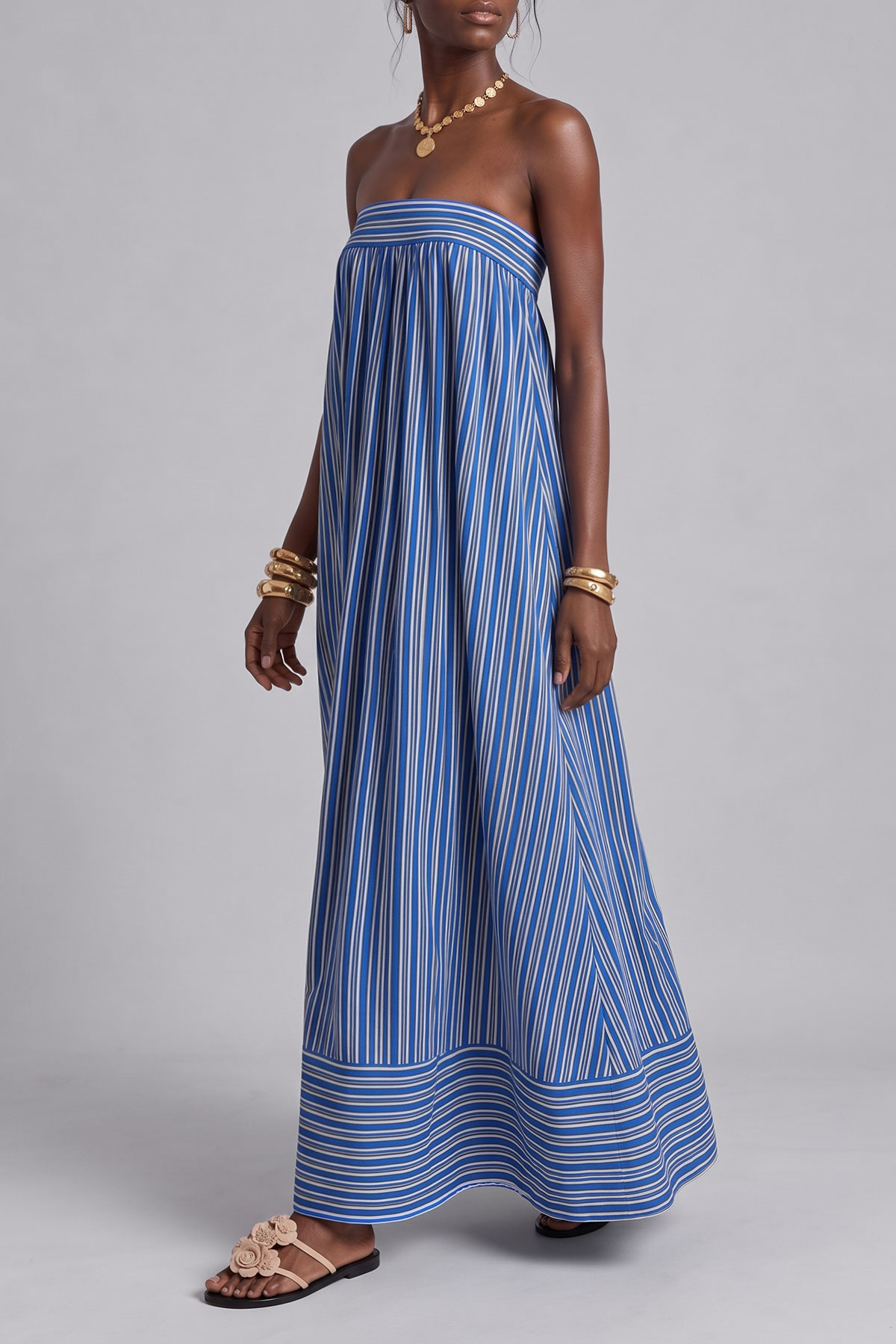 Hadley Off Shoulder Stripe Midi Dress