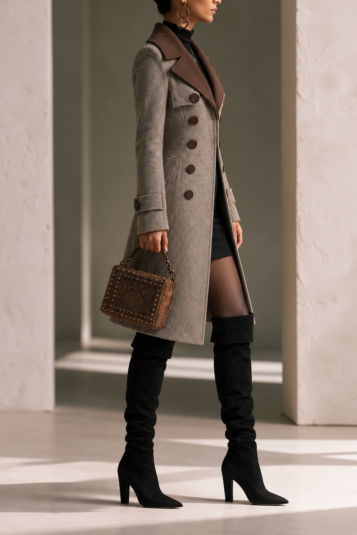 Hannelore Lapel Collar Button Coat