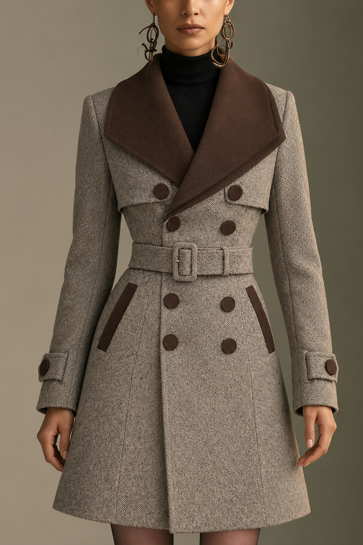 Hannelore Lapel Collar Button Coat