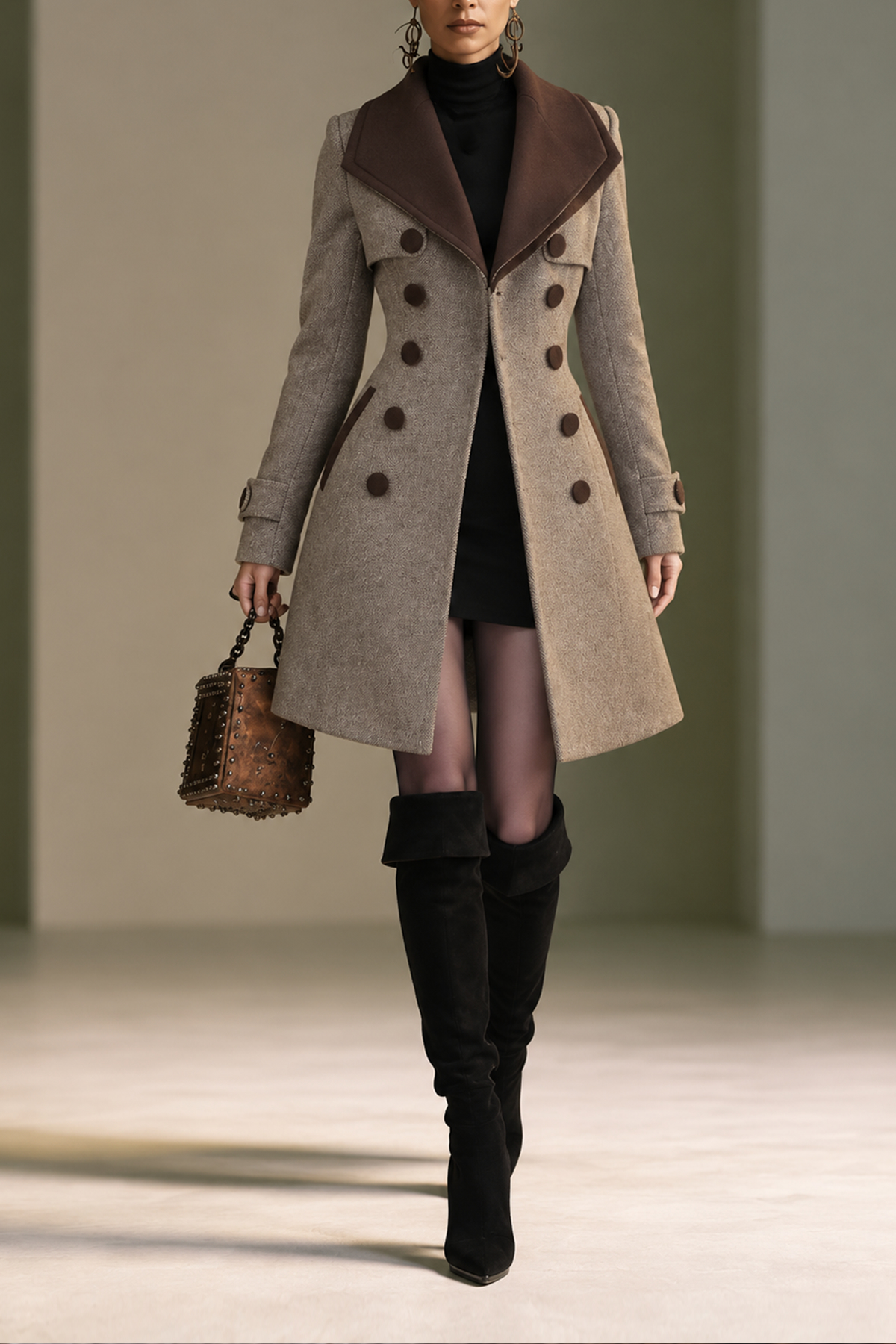 Hannelore Lapel Collar Button Coat