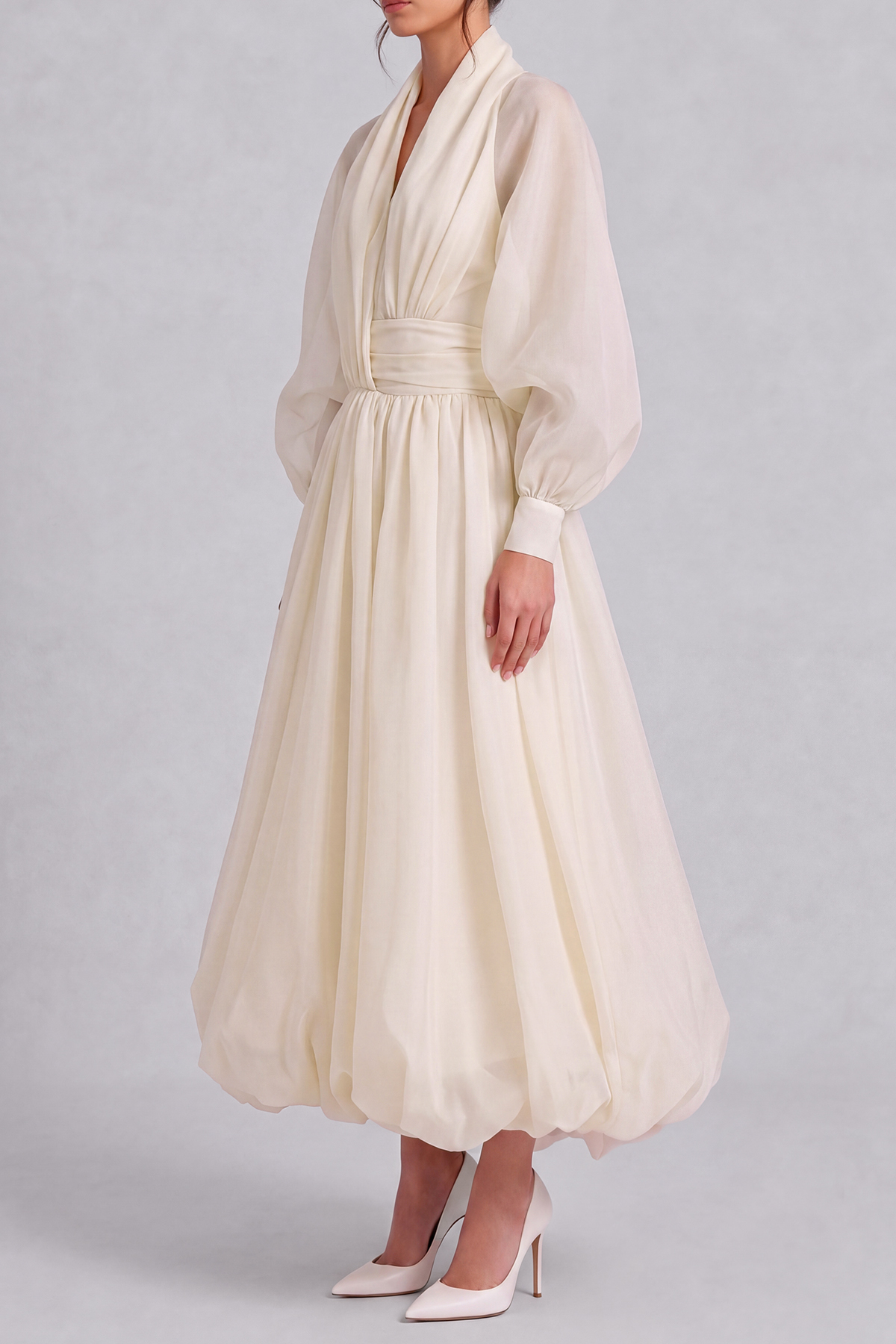 Harlow Balloon Sleeve Ruched Maxi Dress