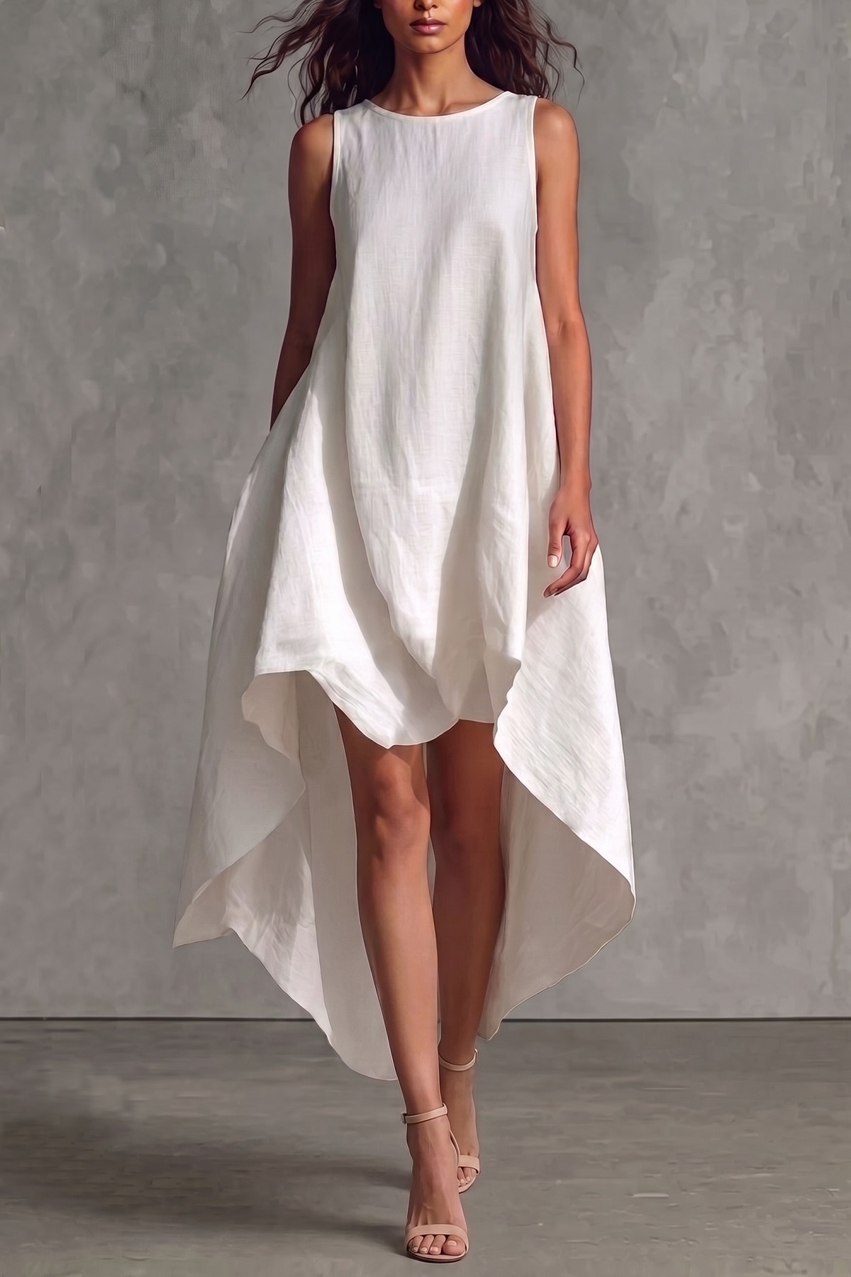 Honora Sleeveless Asymmetric Midi Dress
