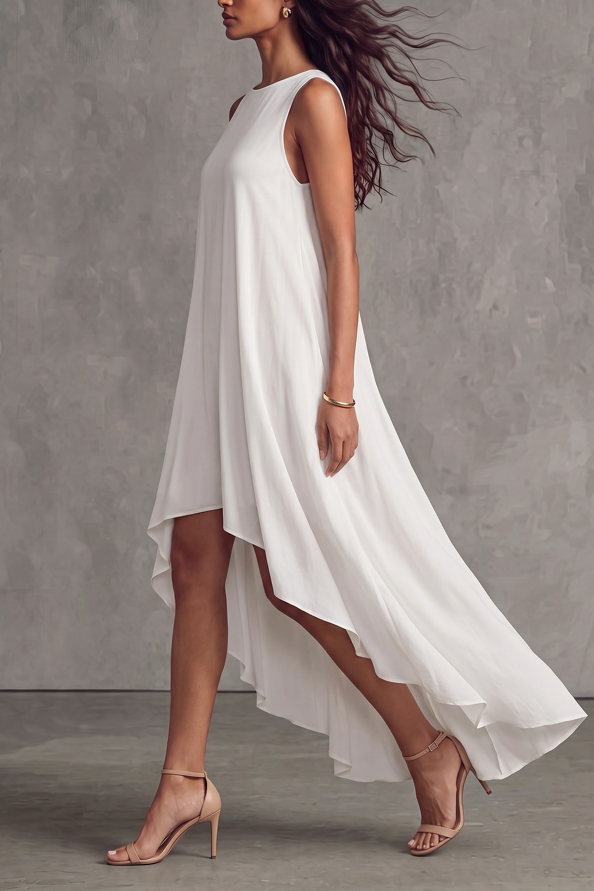 Honora Sleeveless Asymmetric Midi Dress