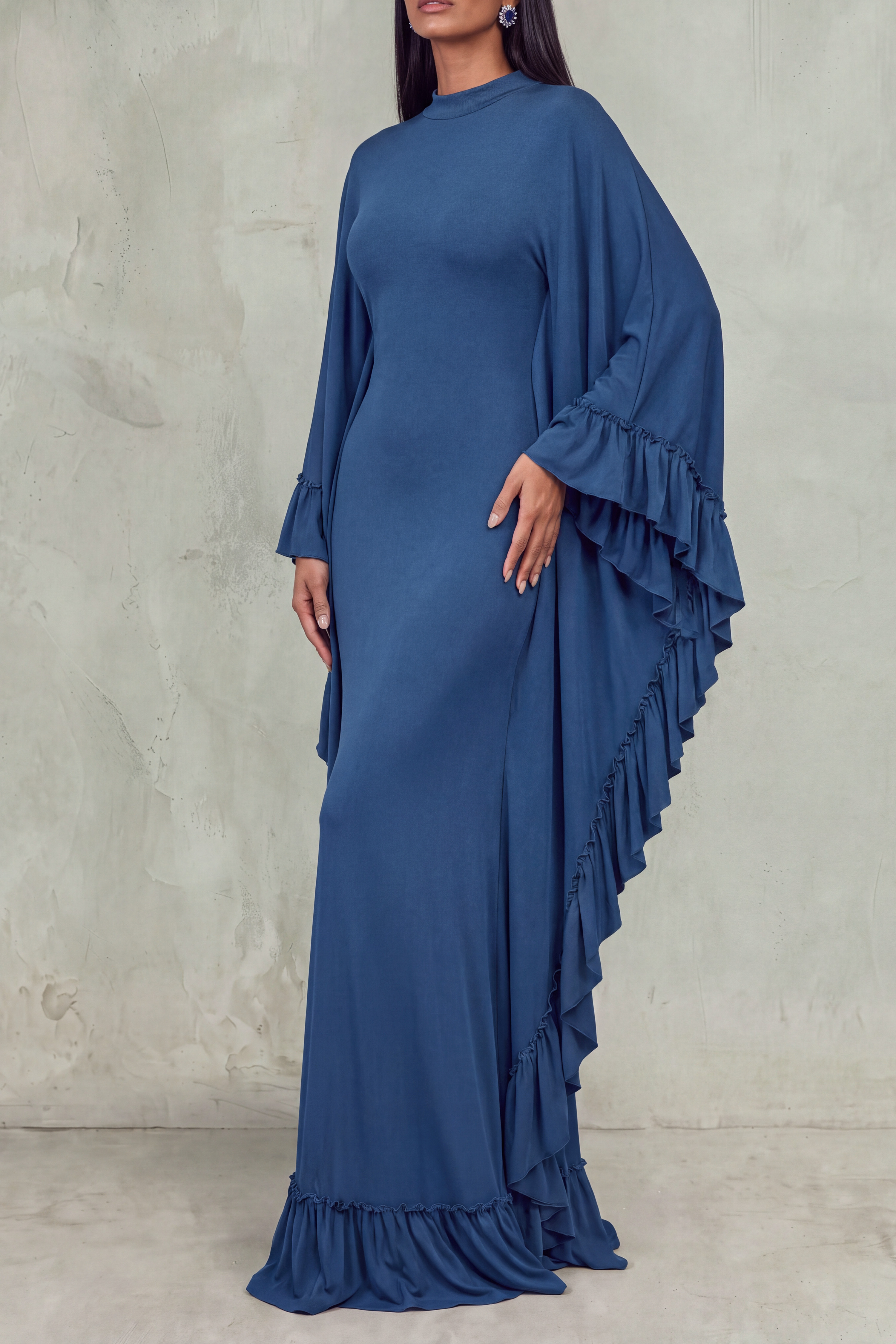 Hope Batwing Sleeve Ruffle Maxi Dress