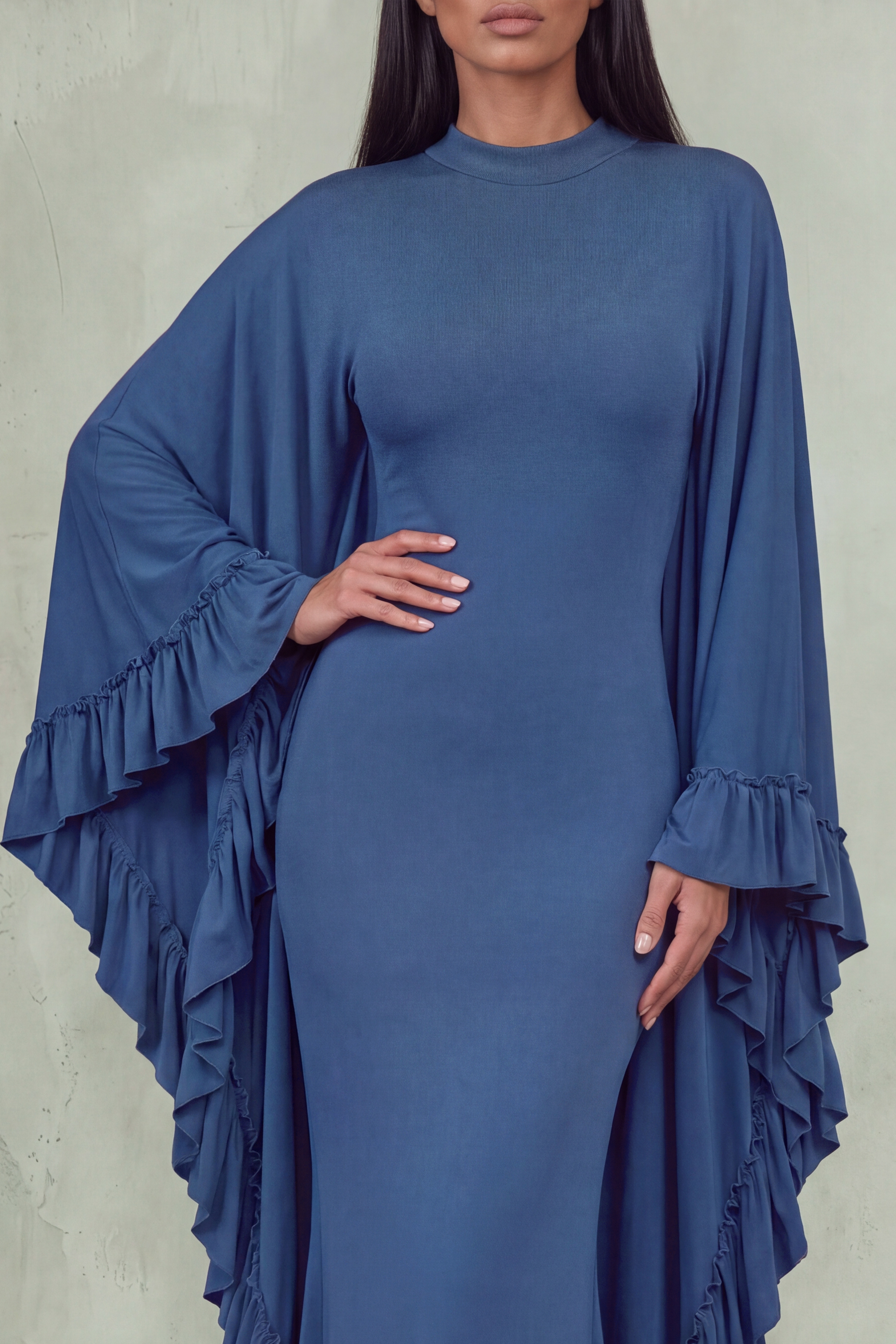 Hope Batwing Sleeve Ruffle Maxi Dress