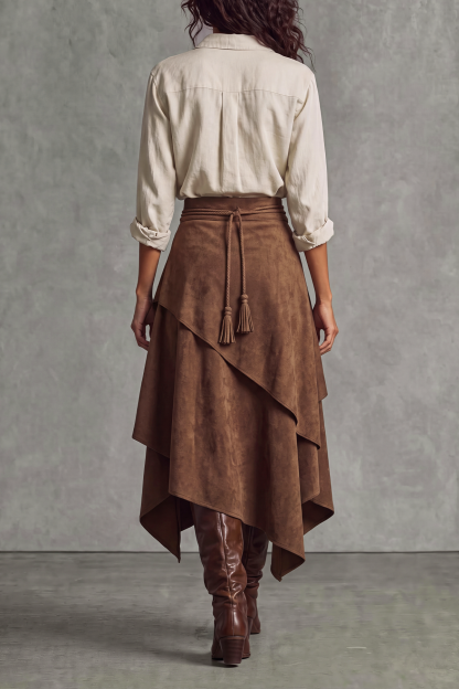 Imogen Suede High Low Maxi Skirt
