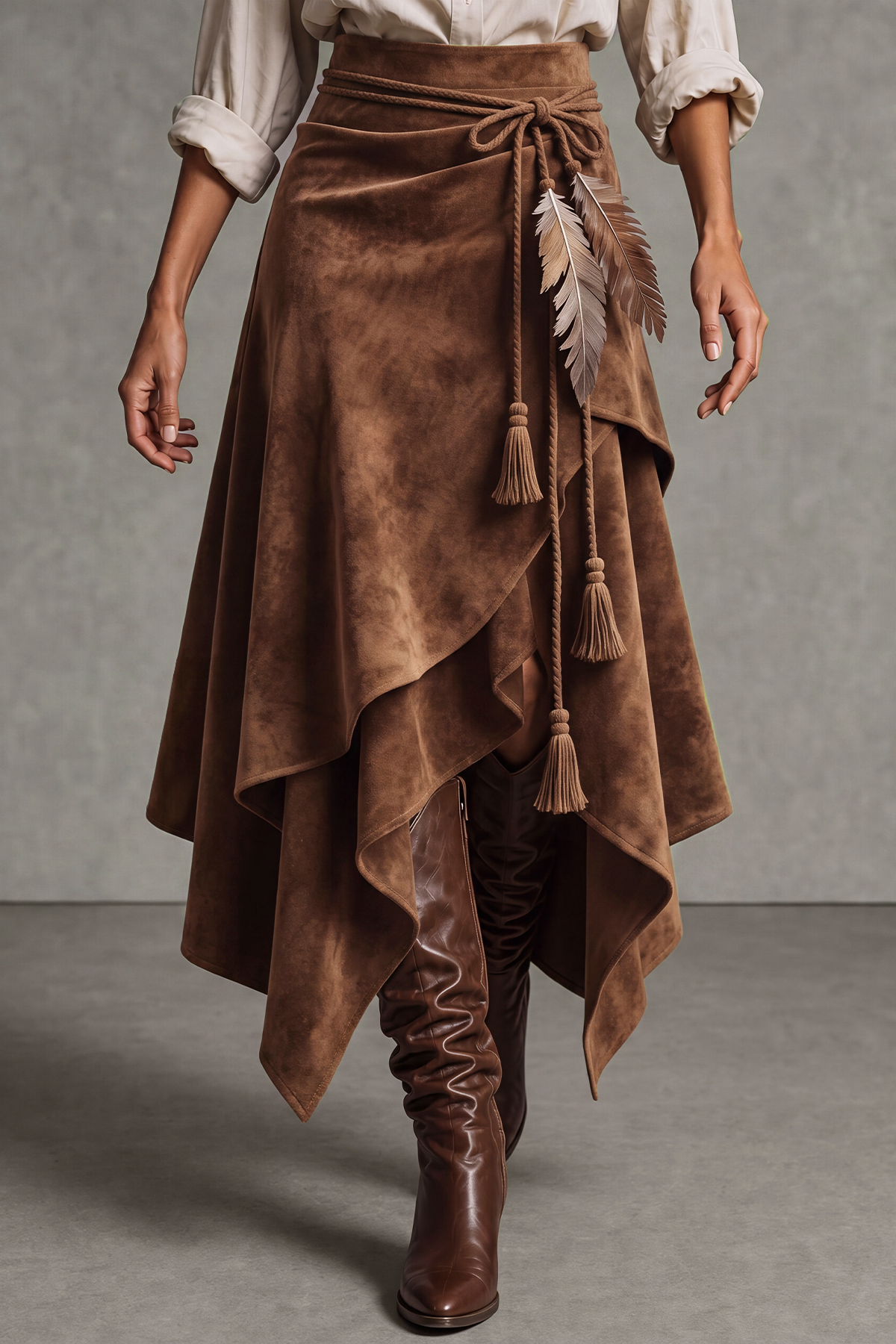 Imogen Suede High Low Maxi Skirt