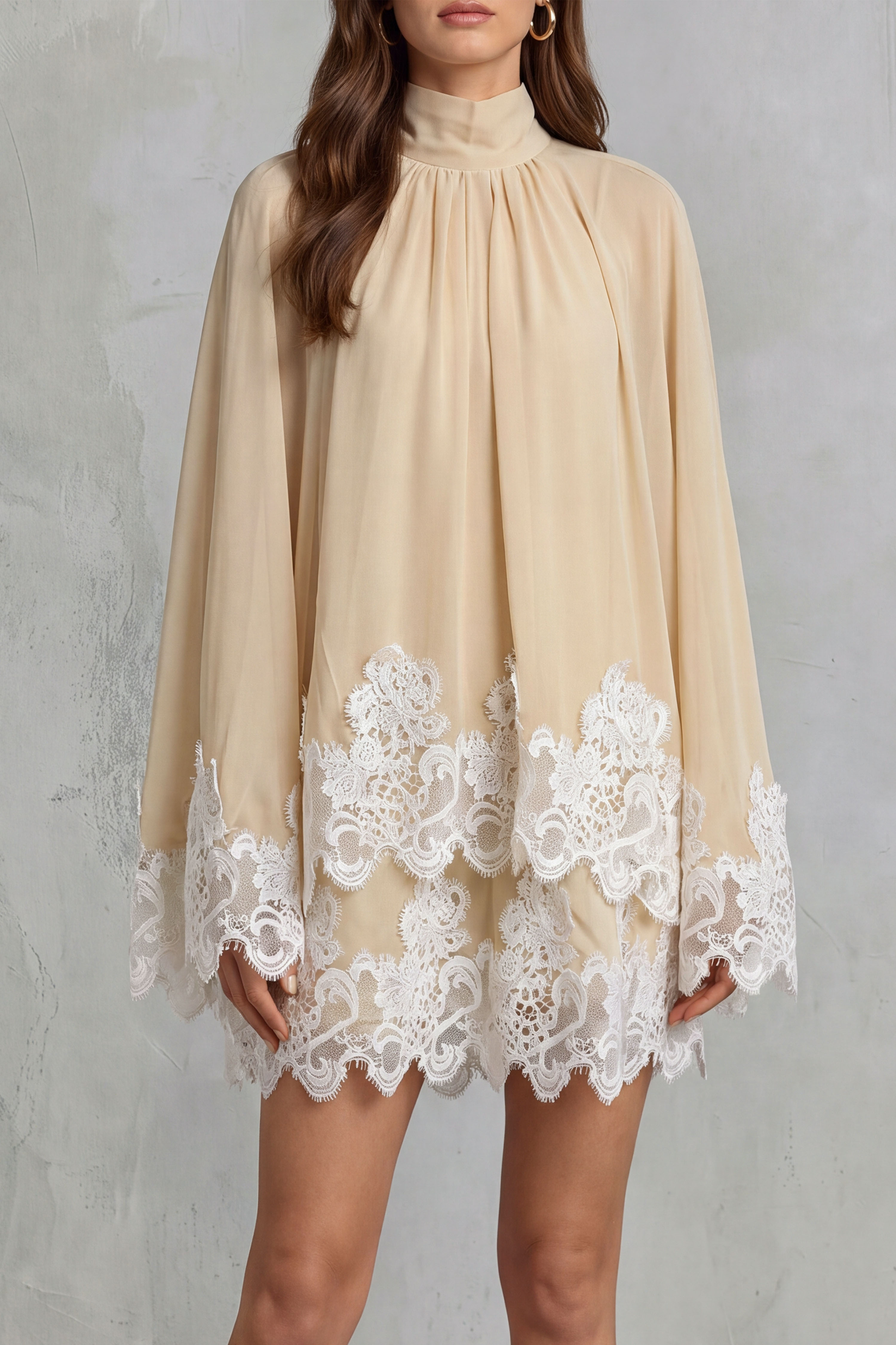 Ingrid Lace Trim Asymmetrical Mini Dress