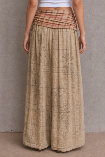 Iverna Floral Check Wide Leg Pants