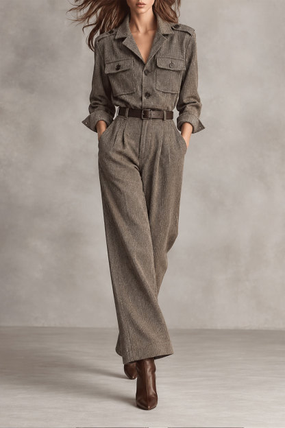 Jessika Lapel Collar Button Jumpsuit