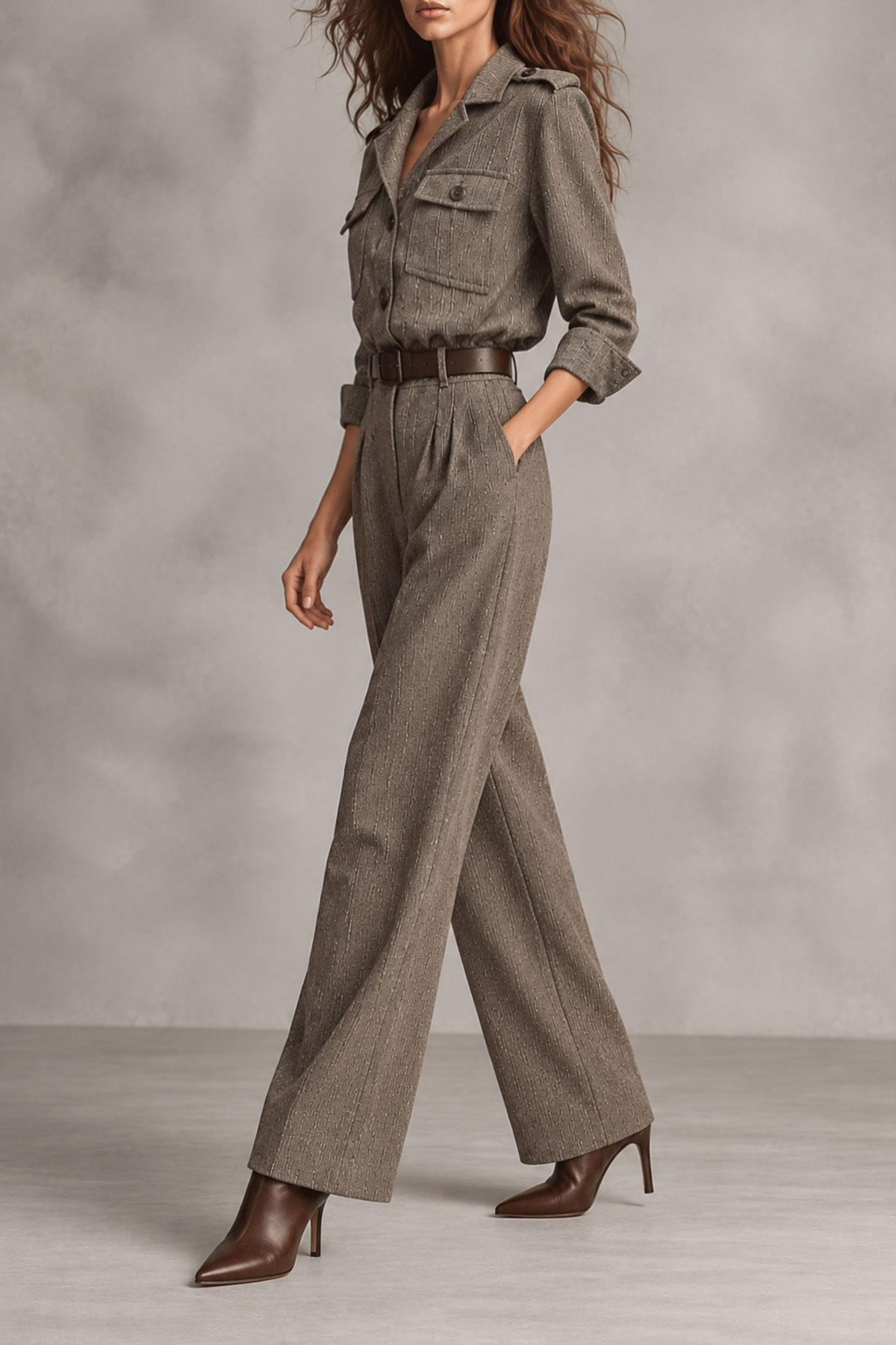 Jessika Lapel Collar Button Jumpsuit