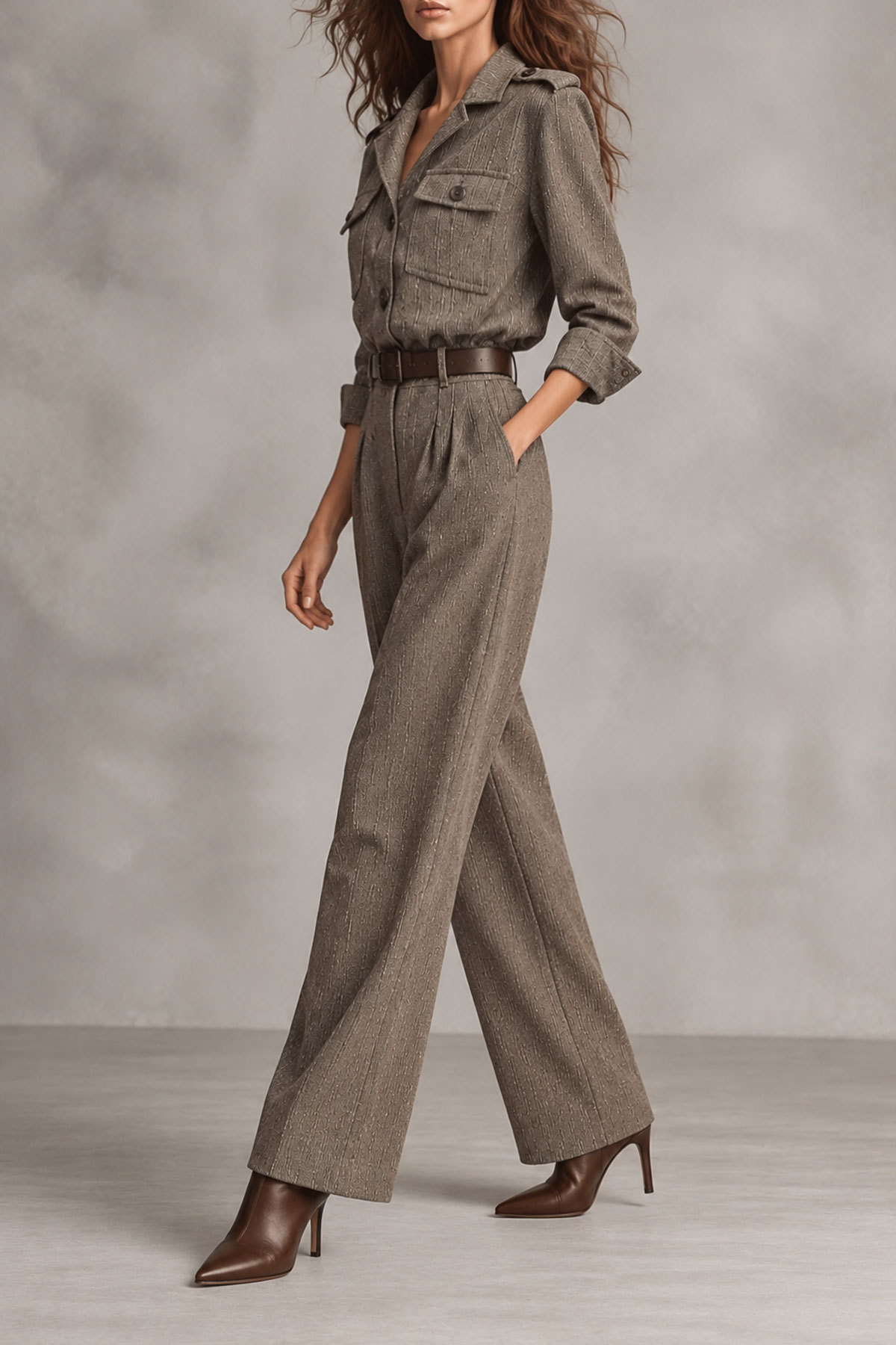 Jessika Lapel Collar Button Jumpsuit