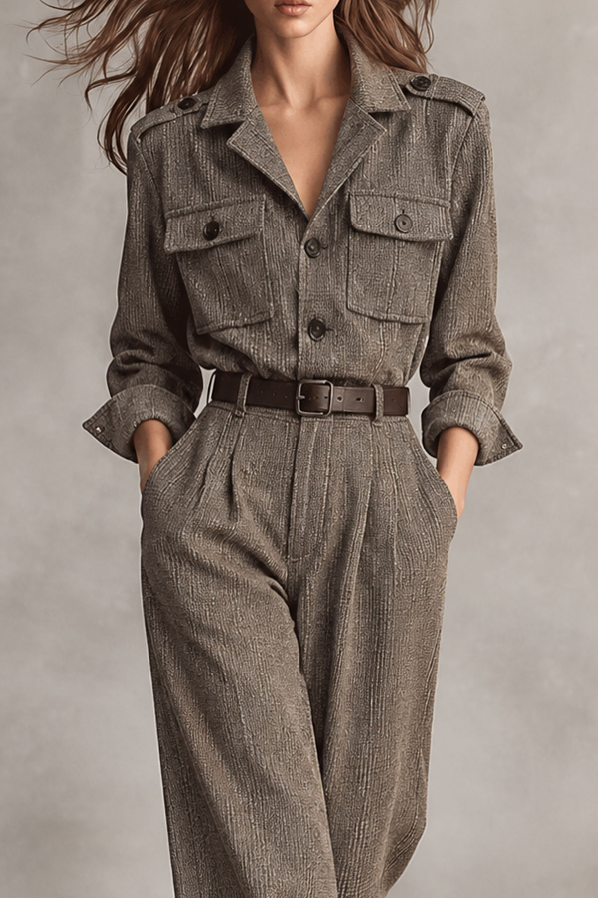 Jessika Lapel Collar Button Jumpsuit