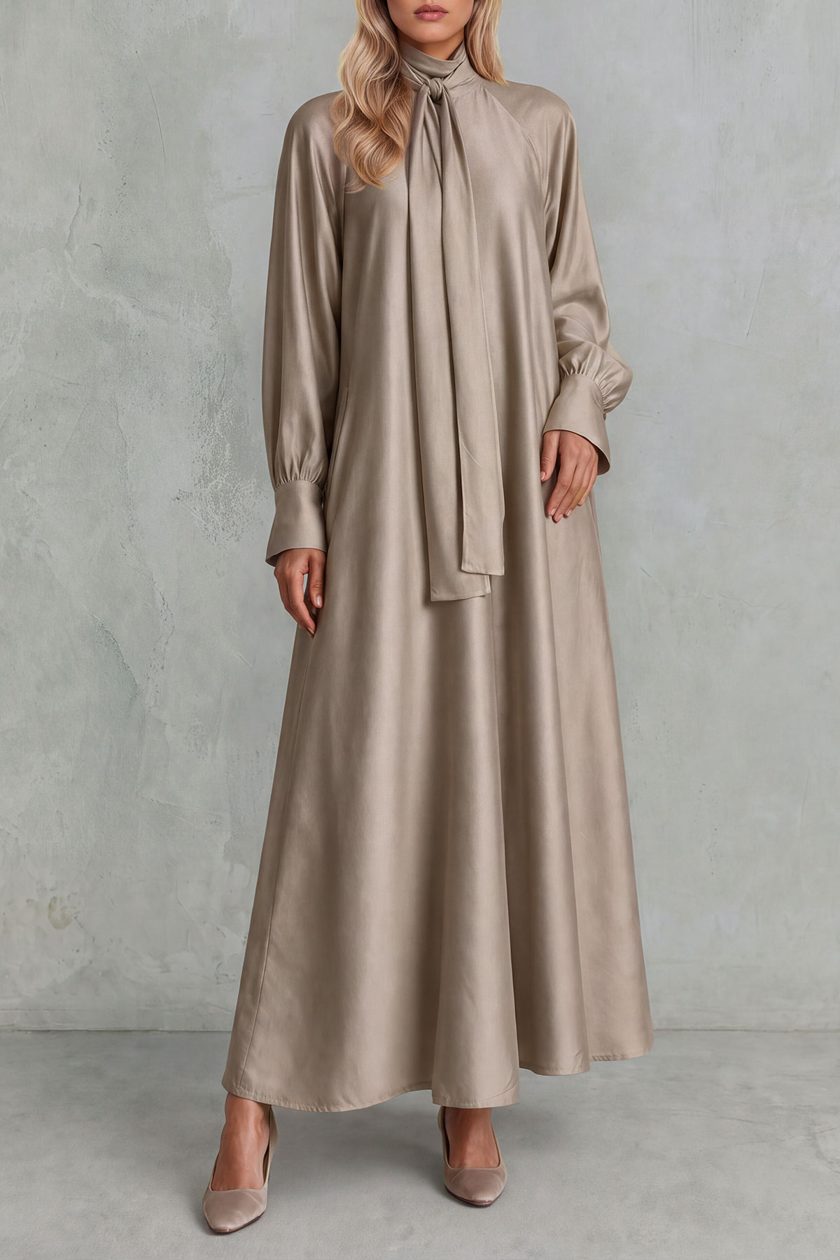 Joanna High Neck Tie Up Midi Dress