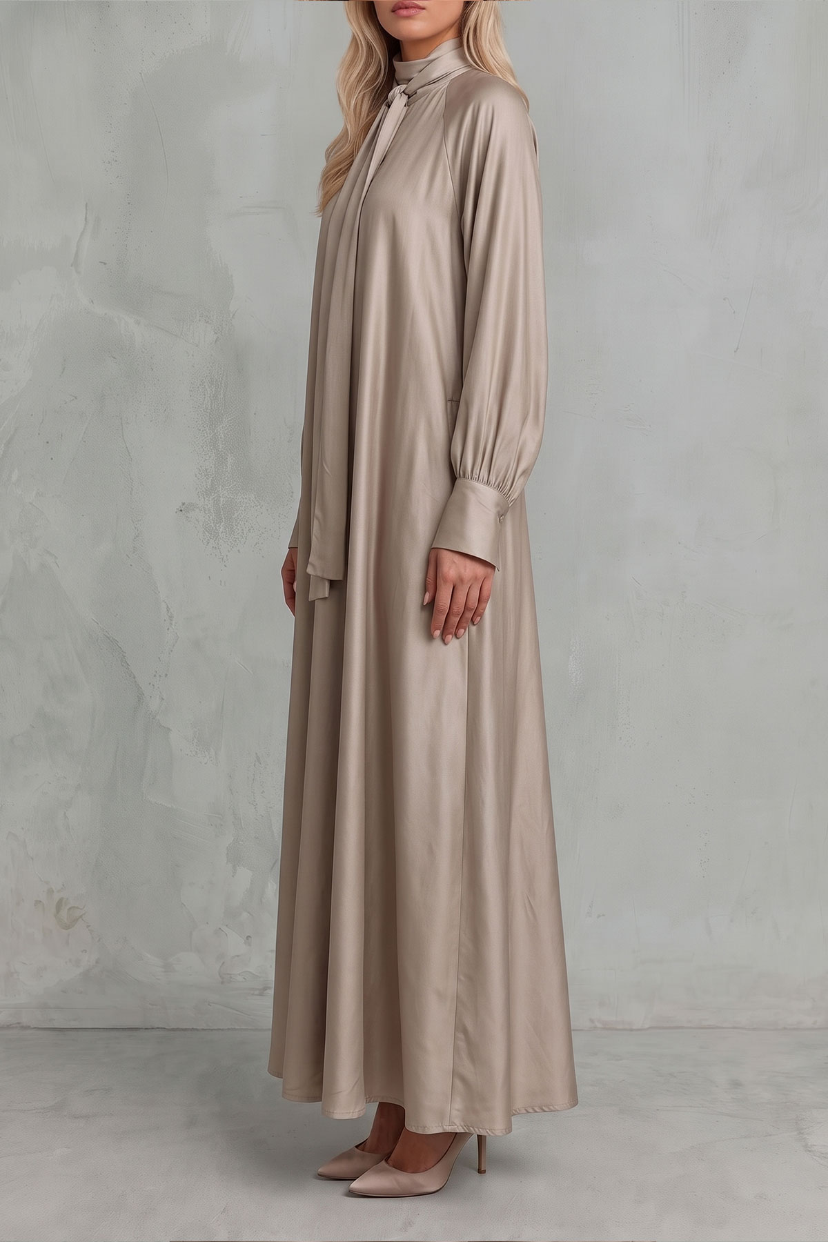 Joanna High Neck Tie Up Midi Dress