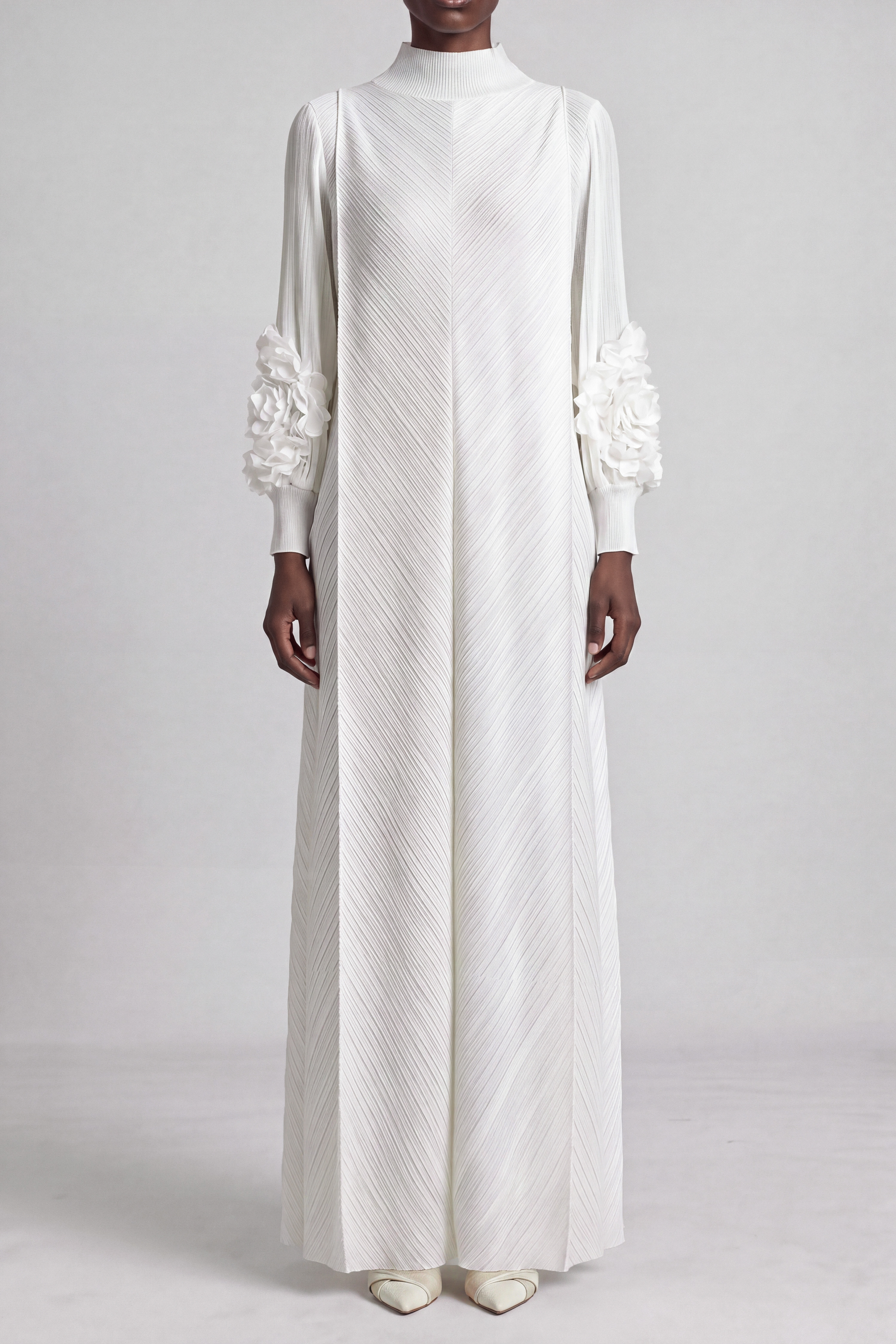 Juliana Pleated Flower Maxi Dress