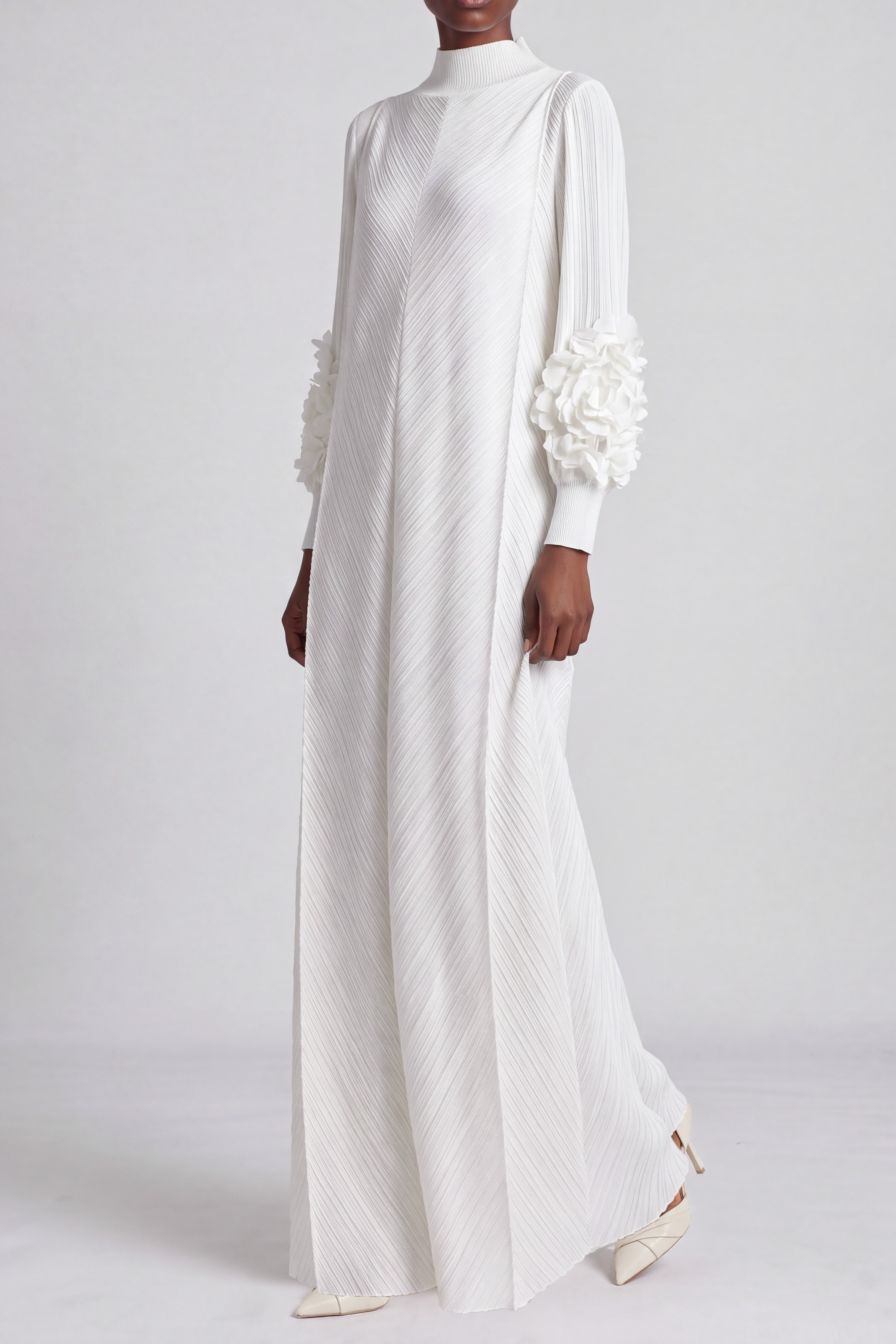 Juliana Pleated Flower Maxi Dress