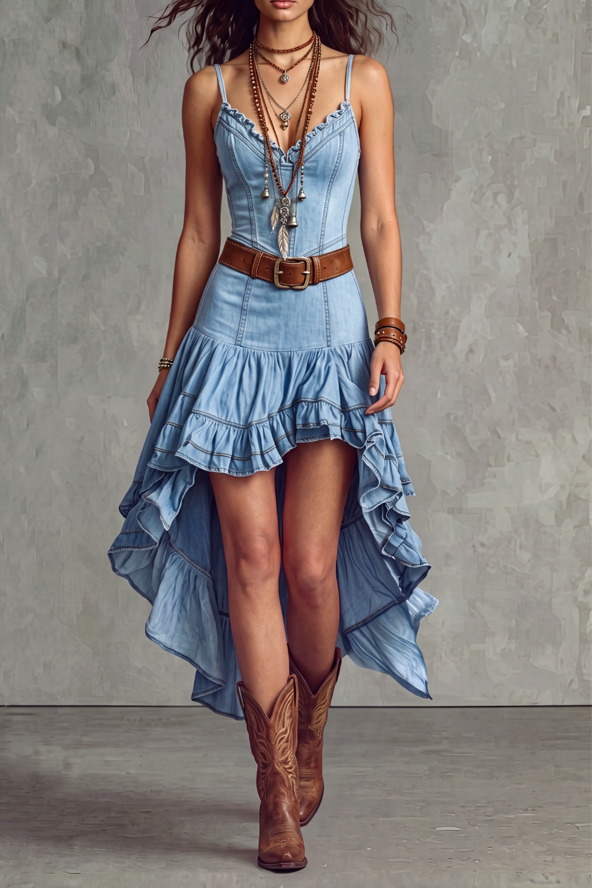 Juliette Spaghetti Denim Mini Dress