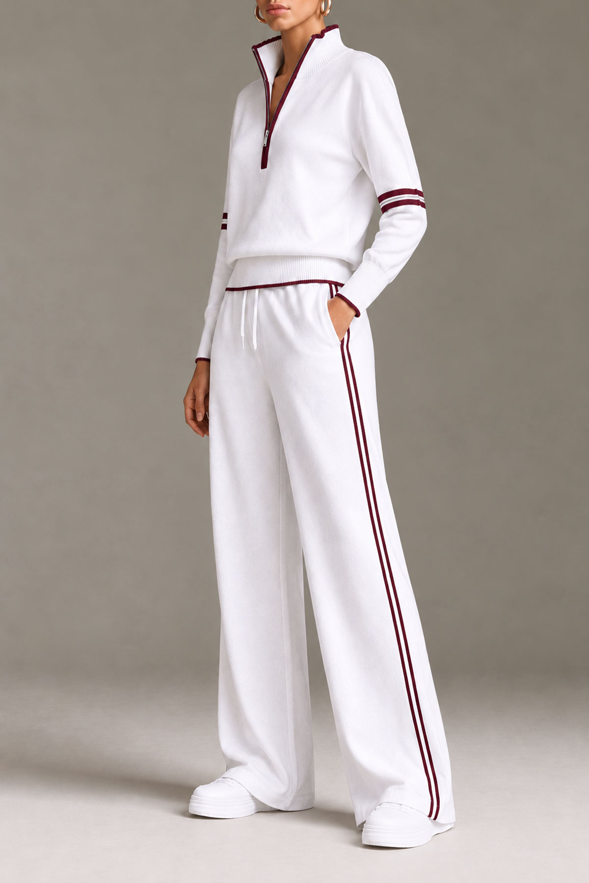 Kalina Zipper Stripe Kint Pants Set