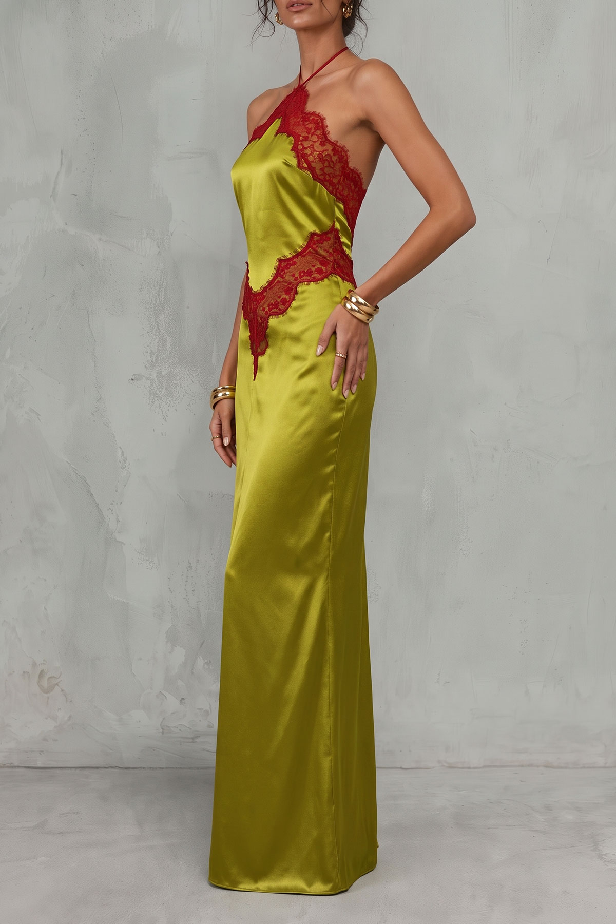 Kallie Lace Trim Backless Midi Dress