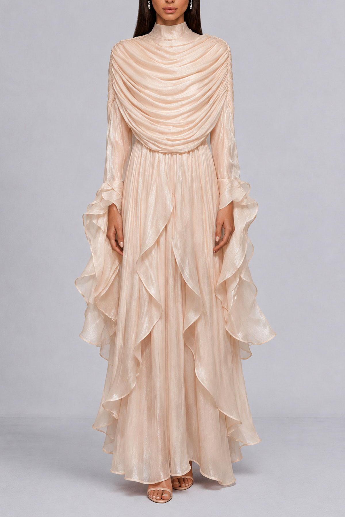 Karla High Neck Ruched Maxi Dress