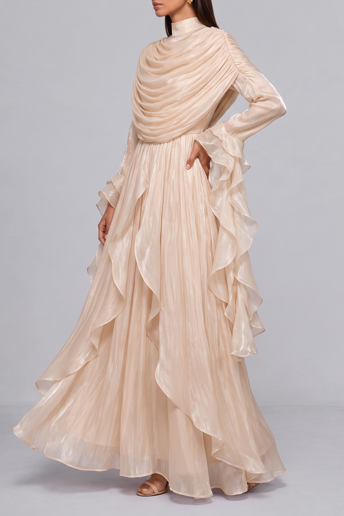 Karla High Neck Ruched Maxi Dress